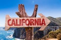 California wooden sign with Big Sur on background Royalty Free Stock Photo