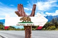 California wooden sign with road background Royalty Free Stock Photo