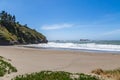 Looking out over a sandy beach, at Trinidad on the Californian coast Royalty Free Stock Photo