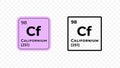 Californium, chemical element of the periodic table vector