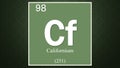 Californium chemical element symbol on dark green abstract background