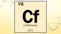 Californium chemical element symbol on yellow bubble background