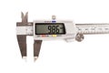 caliper. a device for measuring precision. the size of a part, as well as the diameter. close-up.