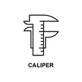 caliper icon. Element of measuring instruments icon with name for mobile concept and web apps. Thin line caliper icon can be used Royalty Free Stock Photo