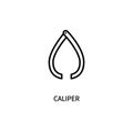 Caliper icon. External internal measurement. Thickness, depth. Drawing a circle. For various types of business and