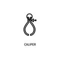 Caliper icon. External internal measurement. Thickness, depth. Drawing a circle. For various types of business and