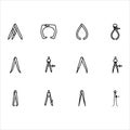 Caliper, measurement, accuracy. A set of vector icons in a simple style, isolated on a white background