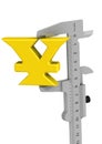 Caliper measures Chinese yuan currency symbol