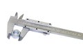 Caliper measuring a nut Royalty Free Stock Photo
