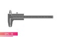 Caliper with numeric scale. Single-color version on a white background. Tools for technical specialists. Flat vector Royalty Free Stock Photo