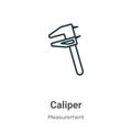 Caliper outline vector icon. Thin line black caliper icon, flat vector simple element illustration from editable measurement