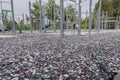 Calisthenics park floor made from recycled rubber particles