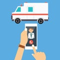 Call ambulance car doctor mobile phone emergency