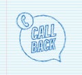 Call back. Information technology. Telephone sketch icon. Customer service. Vector stock illustration. Royalty Free Stock Photo