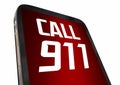 Call 911 Cell Phone Emergency Crisis Help Assistance 3d Illustration