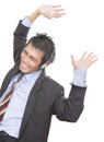 Call-center agent cheering