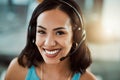 Call center agent, customer service and sales support operator with headset giving friendly, help and good advice