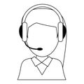 Call center agent operator avatar black and white