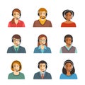 Call center agents flat avatars