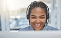 Call center, communication and business woman, consultant or agent in customer support, consulting or e commerce. Happy Royalty Free Stock Photo