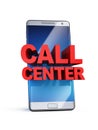 Call center concept, 3d letters on smart phone, 3d rendering Royalty Free Stock Photo