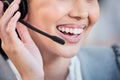 Call center, customer service and woman with headset in office for online advice, business and help. Communication