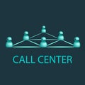 Call center emblem, custumer service support logo design