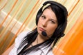 Call center girl with headphones Royalty Free Stock Photo