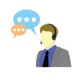 Call Center Help. Customer Service Logo. Support and Contact Icon. Agent or Operator Avatar.