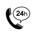Call center 24 hours icon, Operator customer support symbol, Help center, Technical social support, All day business and service Royalty Free Stock Photo
