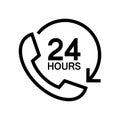 Call center 24 hours icon, Operator customer support symbol, Help center, Technical social support, All day business and service Royalty Free Stock Photo