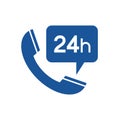 Call center 24 hours icon, Operator customer support symbol, Help center, Technical social support, All day business and service Royalty Free Stock Photo