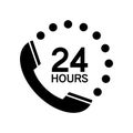 Call center 24 hours icon, Operator customer support symbol, Help center, Technical social support, All day business and service Royalty Free Stock Photo