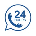 Call center 24 hours inside bubble speech icon, Operator customer support symbol, Help center, Technical social support Royalty Free Stock Photo