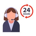 Call center 24 hours. receive a call around the clock. work with clients by phone.