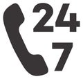 Call center icon. Anytime online support symbol