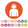 The call center icon. Support symbol. Flat