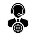 Call center icon vector male customer service person profile symbol with headset for internet network online support Royalty Free Stock Photo