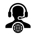 Call center icon vector male customer service person profile symbol with headset for internet network online support Royalty Free Stock Photo