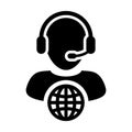 Call center icon vector male customer service person profile symbol with headset for internet network online support Royalty Free Stock Photo