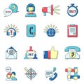 Call center icons set, cartoon style Royalty Free Stock Photo