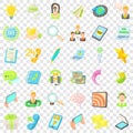 Call center icons set, cartoon style Royalty Free Stock Photo