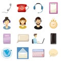 Call center icons set, cartoon style Royalty Free Stock Photo