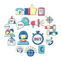 Call center icons set, cartoon style Royalty Free Stock Photo