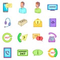 Call center icons set, cartoon style Royalty Free Stock Photo