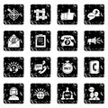 Call center icons set grunge vector Royalty Free Stock Photo