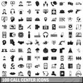 100 call center icons set, simple style