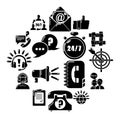 Call center icons set, simple style Royalty Free Stock Photo