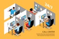 Call Center Isometric Composition Royalty Free Stock Photo