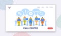 Call Center Landing Page Template. Hotline Operators Help Clients to Solve their Problems. Friendly Receptionists